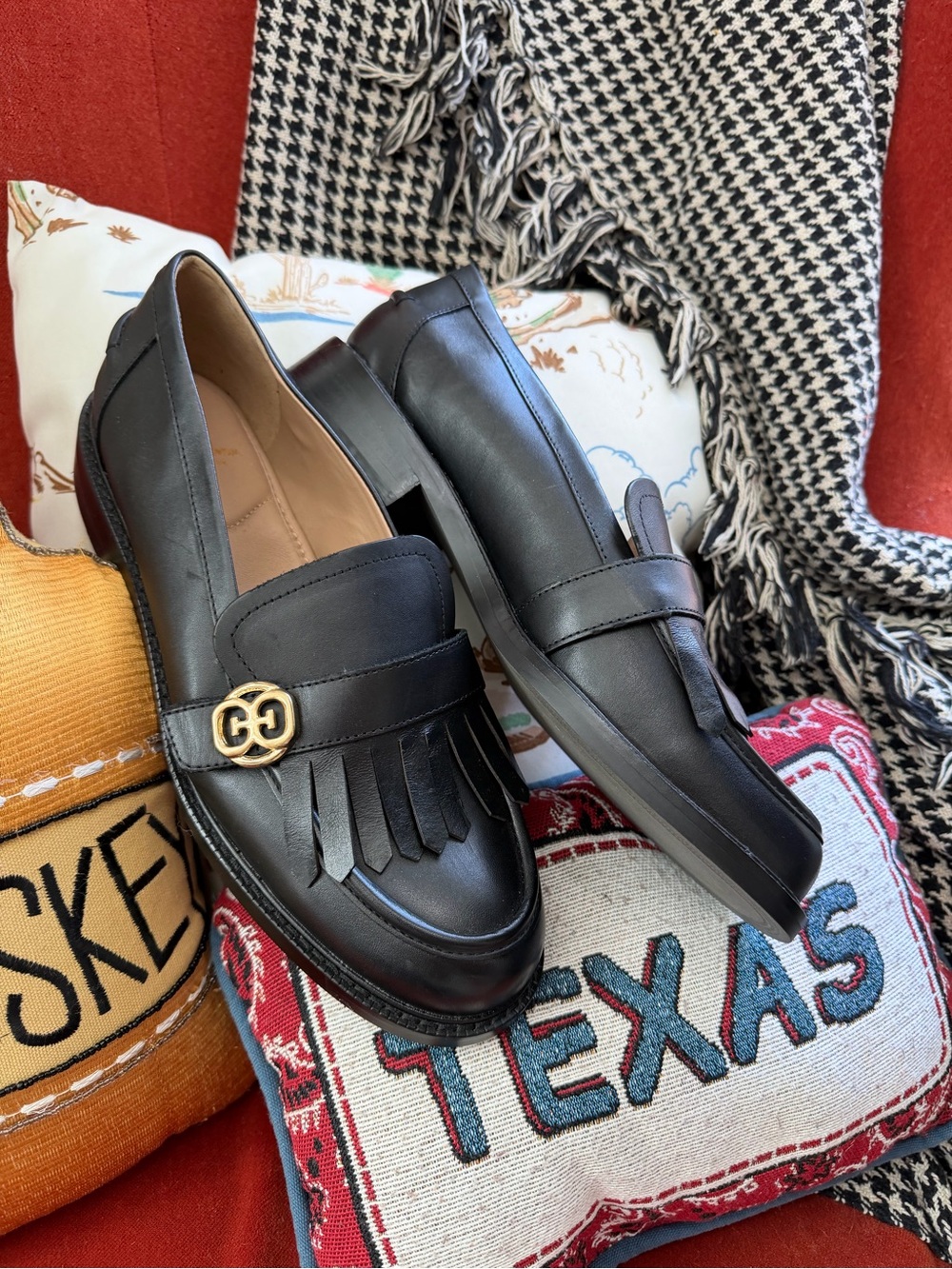 Sam Edelman Black Leather Kiltie fringe Loafers